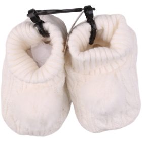 Kötött törtfehér baba kocsicipő (12-18)