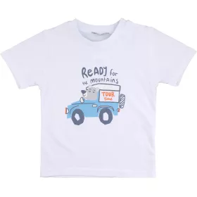 Alme Autós-macis fehér kisfiú póló