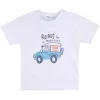 Alme Autós-macis fehér kisfiú póló