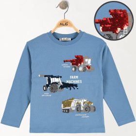 ALG Munkagépes kék kisfiú felső