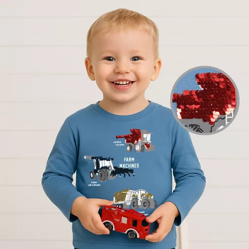 ALG Munkagépes kék kisfiú felső