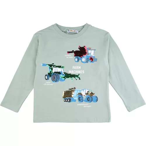 ALG Munkagépes zöld kisfiú felső