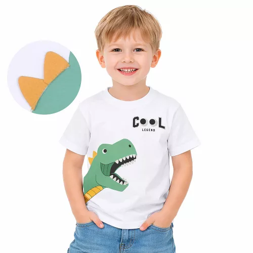 ALG Dínós fehér kisfiú póló