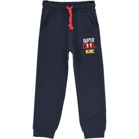   Alme Feliratos sötétkék belül bolyhos zsebes fiú melegítőnadrág