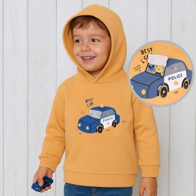 ALG Rendőrautós mustár kisfiú belül bolyhos pulóver