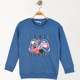 ALG Kontrolleres kék fiú belül bolyhos pulóver