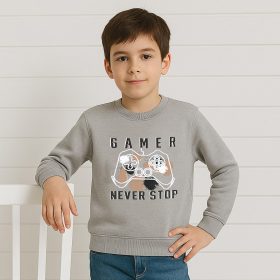 ALG Kontrolleres szürke fiú belül bolyhos pulóver