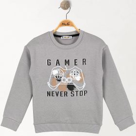 ALG Kontrolleres szürke fiú belül bolyhos pulóver