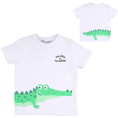 ALG Krokodilos fehér kisfiú póló