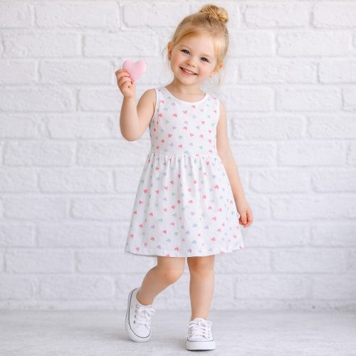 Essu Szíves fehér ujjatlan kislány ruha