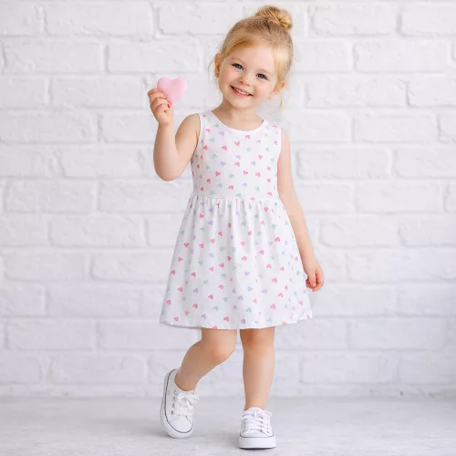 Essu Szíves fehér ujjatlan kislány ruha