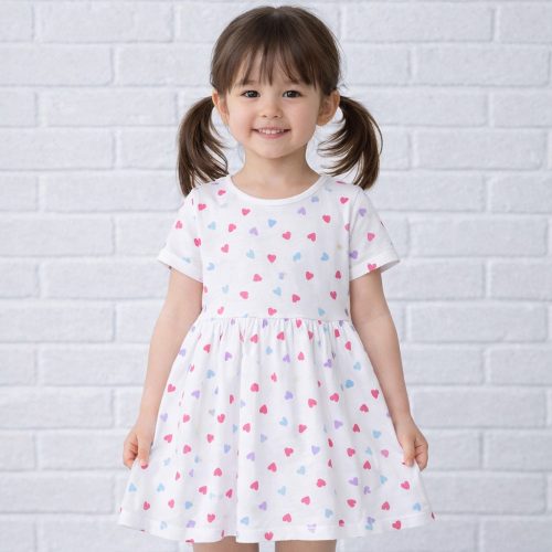 Essu Szíves fehér rövidujjú kislány ruha