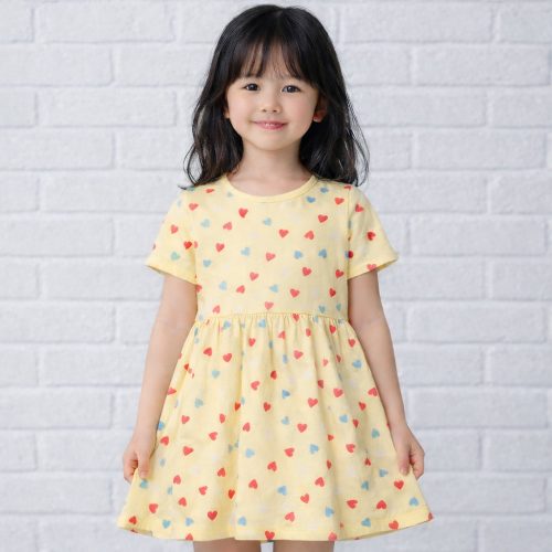 Essu Szíves sárga rövidujjú kislány ruha