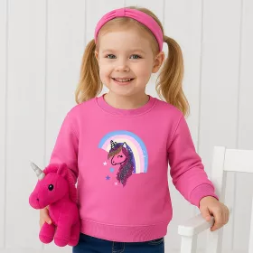 ALG Unikornis fukszia kislány belül bolyhos pulóver