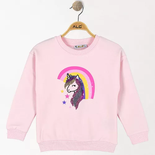 ALG Unikornis rózsaszín kislány belül bolyhos pulóver