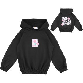 ALG Virágos fekete kislány pulóver