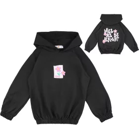 ALG Virágos fekete kislány pulóver