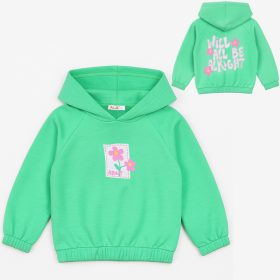 ALG Virágos fűzöld kislány pulóver