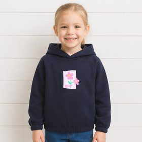 ALG Virágos sötétkék kislány pulóver