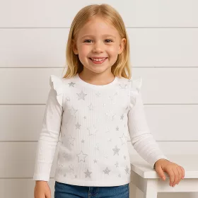 ALG Csillagos bordázott fehér kislány felső