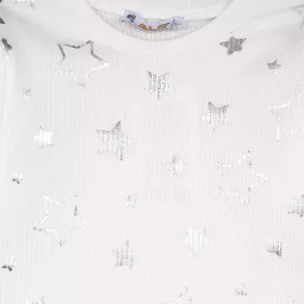 ALG Csillagos bordázott fehér kislány felső