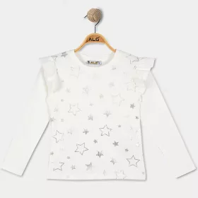 ALG Csillagos bordázott fehér kislány felső