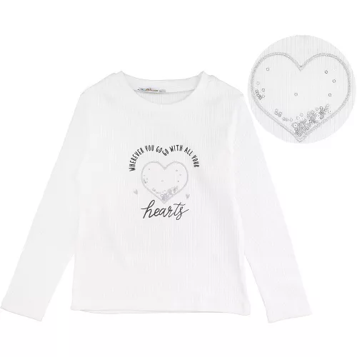 ALG Szíves bordázott ekrü lány felső