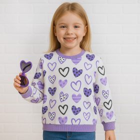 ALG Lilaszíves lány belül bolyhos pulóver