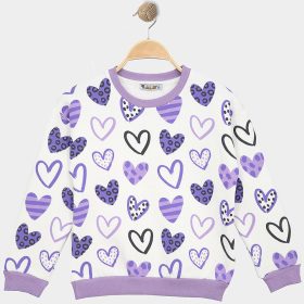 ALG Lilaszíves lány belül bolyhos pulóver