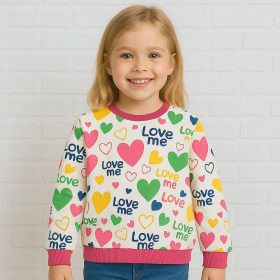 ALG Színesszíves kislány belül bolyhos pulóver