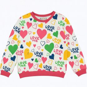 ALG Színesszíves kislány belül bolyhos pulóver