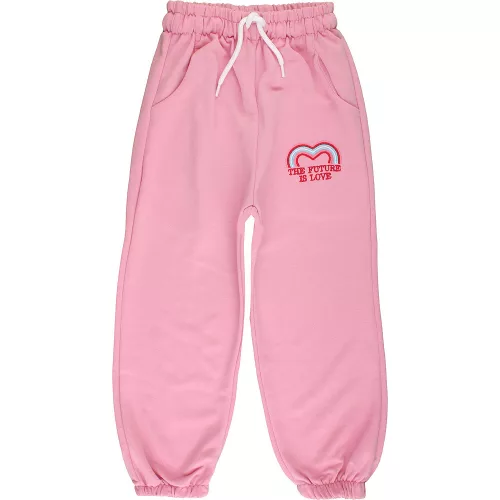 ALG Hímzett rózsaszín kislány zsebes melegítőnadrág