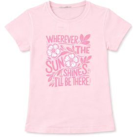 Alme Feliratos-virágos rózsaszín lány felső