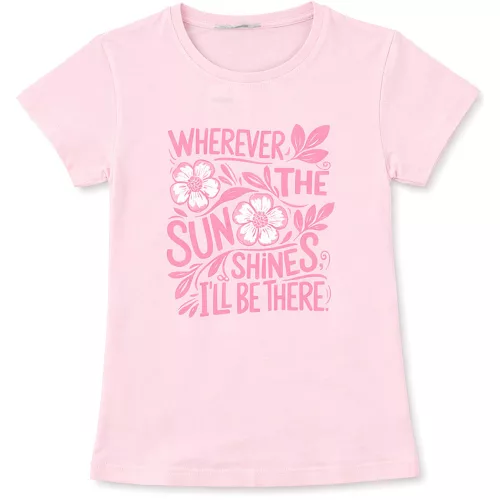 Alme Feliratos-virágos rózsaszín lány felső