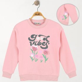 ALG Virágos rózsaszín lány belül bolyhos pulóver