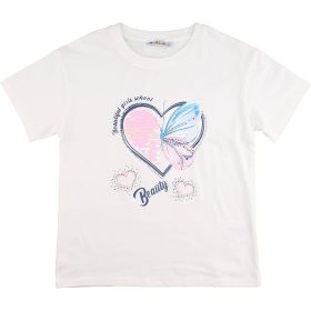 ALG Átfordítható flitteres pillangós ekrü lány felső