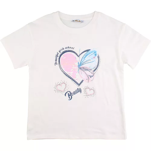 ALG Átfordítható flitteres pillangós ekrü lány felső