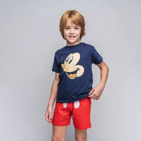 Mickey egér sötétkék-piros kisfiú pizsama