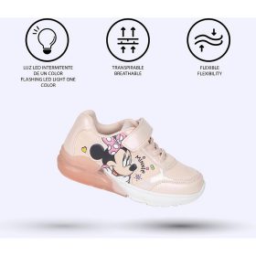 Minnie bézs-barack LED fényű kislány cipő