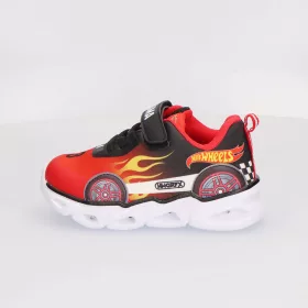 Hot Wheels piros-fekete LED fényű kisfiú cipő