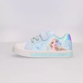 Jégvarázs világoskék LED fényű kislány vászoncipő