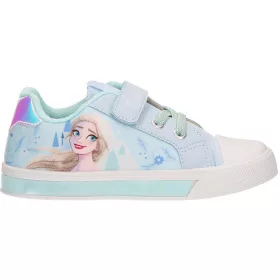 Jégvarázs világoskék LED fényű kislány vászoncipő