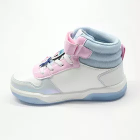 Stitch fehér-kék-rózsaszín LED fényű kislány cipő