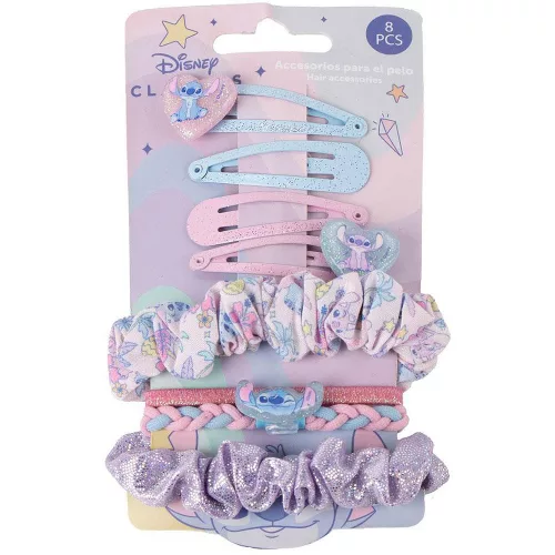 Stitch csillogó hajgumi+csat kislány szett