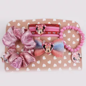   Minnie egér rózsaszín kislány szépségápolási készlet (hajgumi+karkötő)
