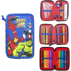 Marvel kék tolltartó töltött 3 emeletes