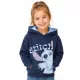 Stitch sötétkék unisex kapucnis belül bolyhos pulóver