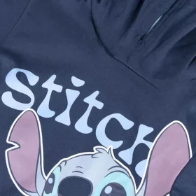 Stitch sötétkék unisex kapucnis belül bolyhos pulóver