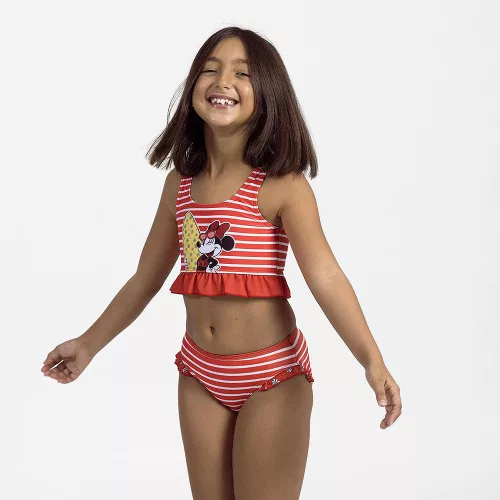 Minnie egér csíkos-piros kislány bikini