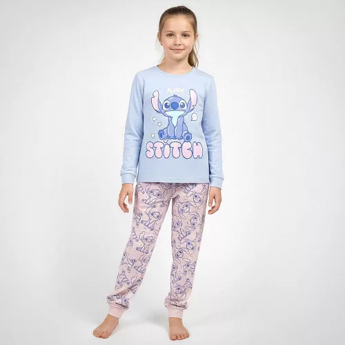 Stitch kék-rózsaszín lány pizsama